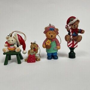 Teddy Bears Christmas Tree Ornaments Lot of 4